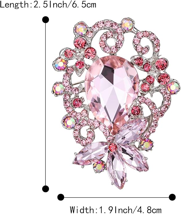BriLove Elegant Crystal Teardrop Marquise Bouquet Brooch Pin for Women