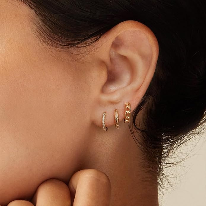 Hoop Earrings for Women 14K Gold Plated/Silver Hoops Simple Knot Huggie Small Hoop Earrings Set Trendy Hoops Everyday Wear Earrings for Women Jewelry