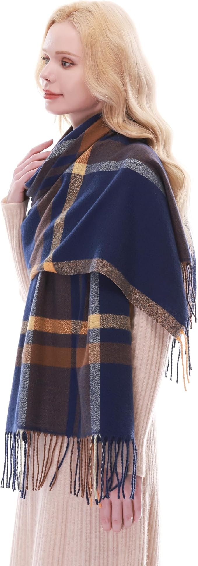 RIIQIICHY Plaid Scarf for Women Fall Winter Pashmina Scarves Wraps for Cold Weather Warm Large