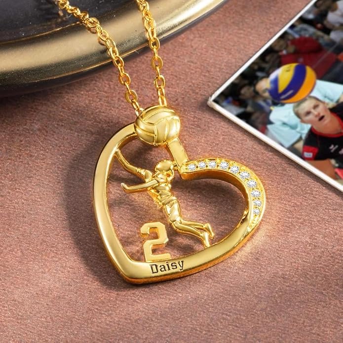 callie Personalized Volleyball|Basketball|Hockey|Baseball|Soccer|Pickleball Necklace - Custom Name & Number, Jewelry Gifts for Sports Lover