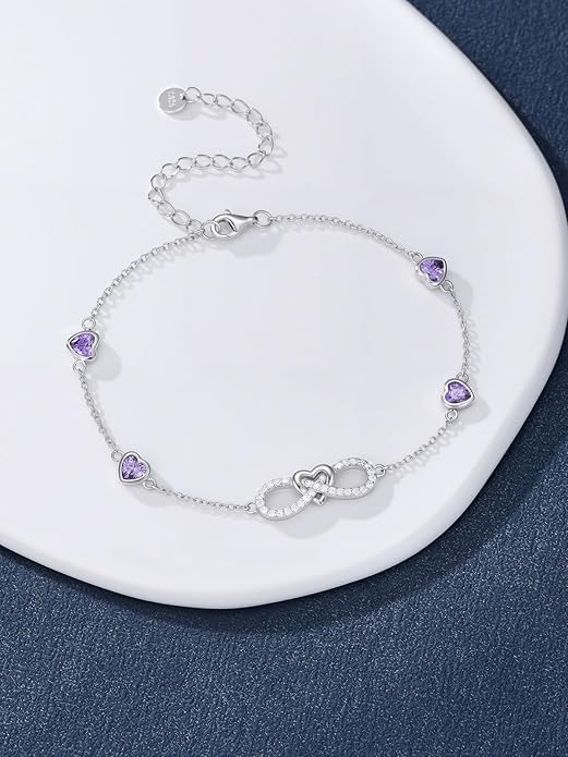 Infinity Love Heart/Claddagh Bracelet for Women 925 Sterling Silver Charm Link Bracelet Adjustable Valentine’s Day Jewelry Gift for Her