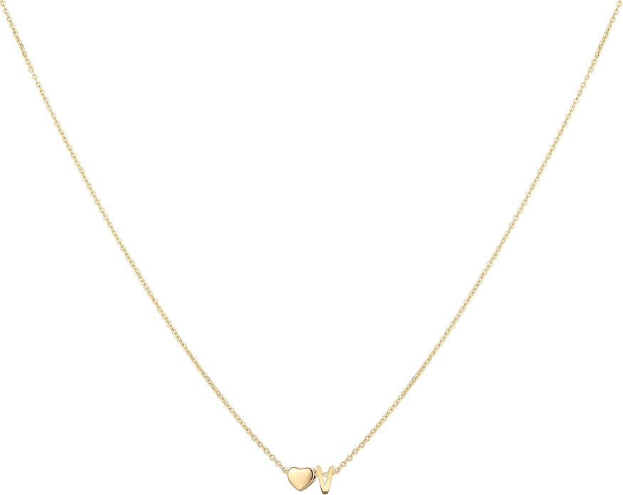 Initial Heart Necklace 18K Gold Plated Stainless Steel Tiny Heart Letter Necklace Personalized Monogram Name Necklace for Women