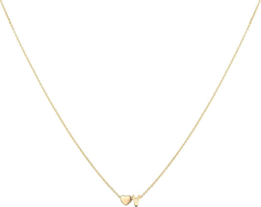 Initial Heart Necklace 18K Gold Plated Stainless Steel Tiny Heart Letter Necklace Personalized Monogram Name Necklace for Women