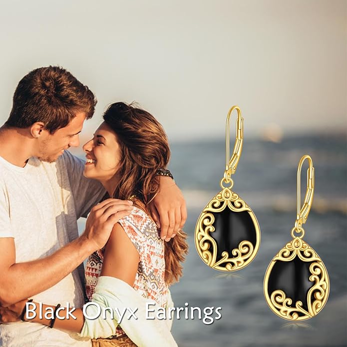 Filigree Earrings Sterling Silver Teardrop Moonstone Moss Agate Lapis Lazuli Larimar Emerald Peridot Opal Dangle Dangly Drop Leverback Earrings Boho Jewelry Gifts for Women
