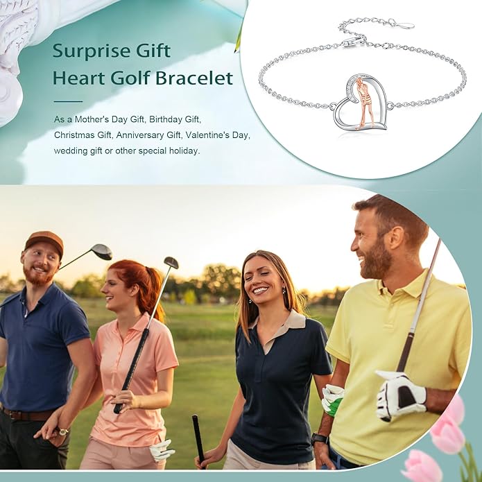 Volleyball/Tennis/Golf Bracelet 925 Sterling Sliver Heart Sports Bracelets Jewelry Gifts for Women Mom Lover Player