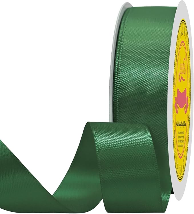 LEEQE Forest Green Satin Ribbon 7/8 inch X 100 Yards Polyester Ribbon for Gift Wrapping Very Suitable for Weddings Party Hair Bow Invitation Decorations and More