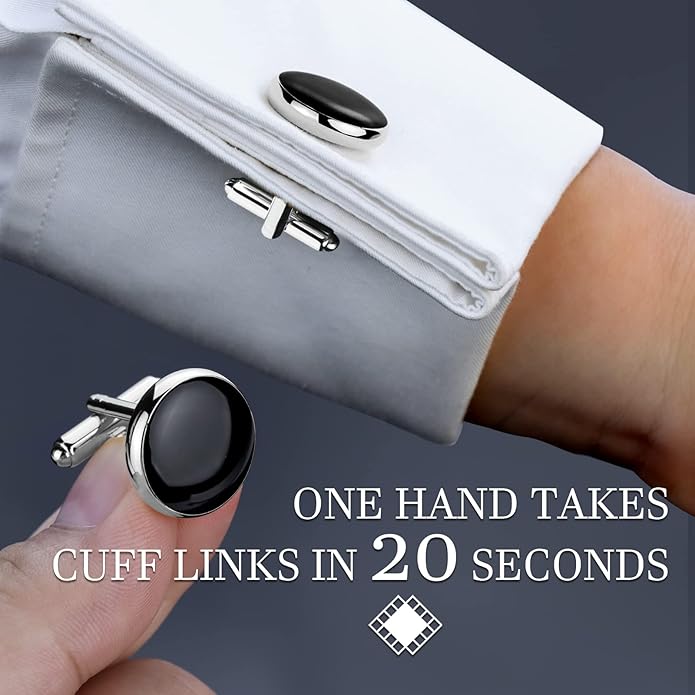 HAWSON Men’s Cufflinks and Tuxedo Studs Set with Gift Box; Men’s Jewelry or Accessories Suitable for Black Suit White Shirts Vest and Red Bow tie on Wedding or Anniversary and Birthday