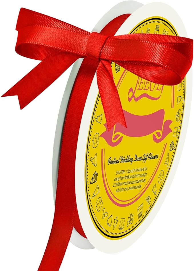 LEEQE Double Face Red Satin Ribbon 3/8 inch X 50 Yards Polyester Red Ribbon for Gift Wrapping Very Suitable for Weddings Party Hair Bow Invitation Decorations and More