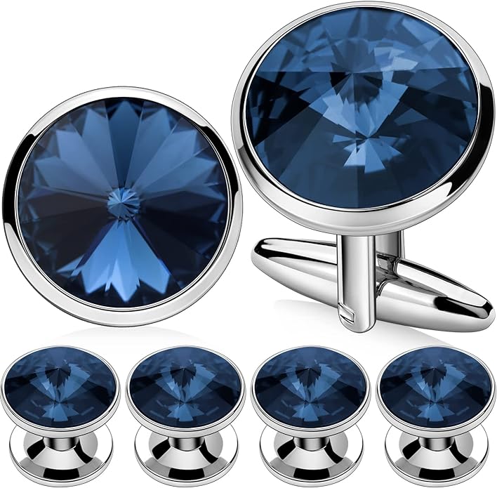 HAWSON Cufflinks for Men with 4/6 pcs Shirt Studs Set, Gift Box Packed, Mens Jewelry or Accessories for Wedding, Party, Anniversary, Birthday