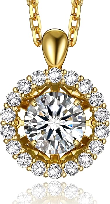 MomentWish Floating Necklace for Women, 0.5/1 Carat Dancing Moissanite Necklace for Her 925 Sterling Silver Pendant Anniversary Birthday Christmas Gift for Wife Mom Girlfriend