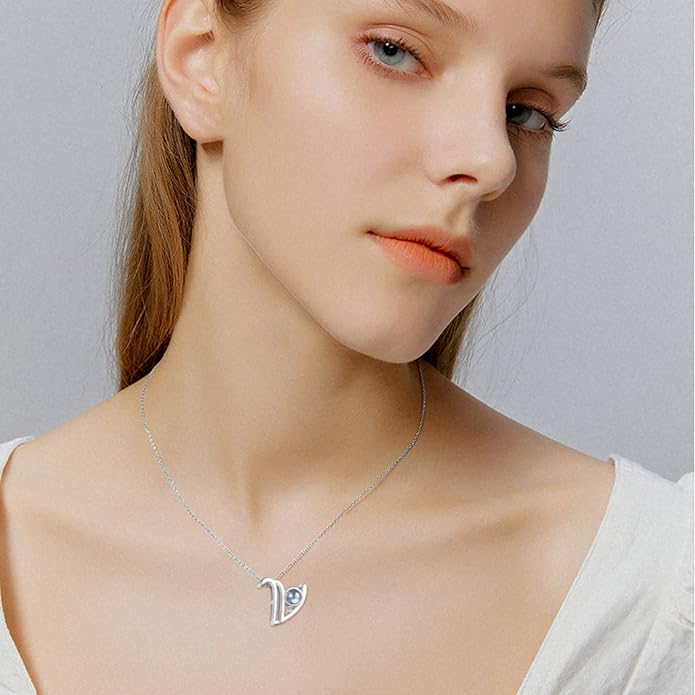 Custom4U Personalized Initial Picture Necklace for Women, Projection Necklace with Picture Inside, Gold/Silver Letter Pendant Necklace, Custom Photo Gifts for Mom Wife Birthday Valentines