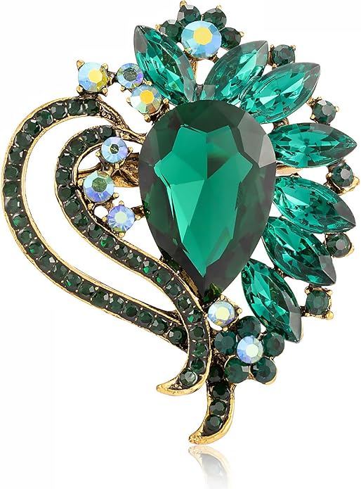 LAXPICOL Vintage Austrian Crystal Elegant Heart Flower Brooch Pin For Women Wedding Broach Pin