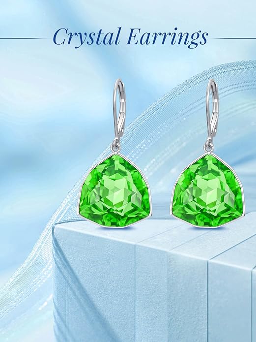 TOUPOP Leverback Earrings for Women Sterling Silver Simple Geometric Birthstone Dangle Drop Earrings Jewelry Christmas Valentine Mothers Day Birthday Gifts for Women Her Wife