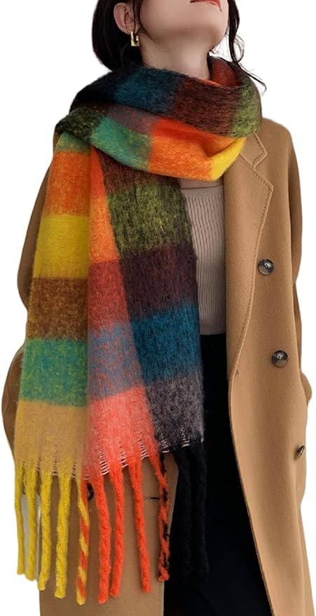 Wander Agio Winter Women Warm Scarf Long Shawl Large Scarves Cold Weather Thick Blanket Scarfs Colorful Plaid
