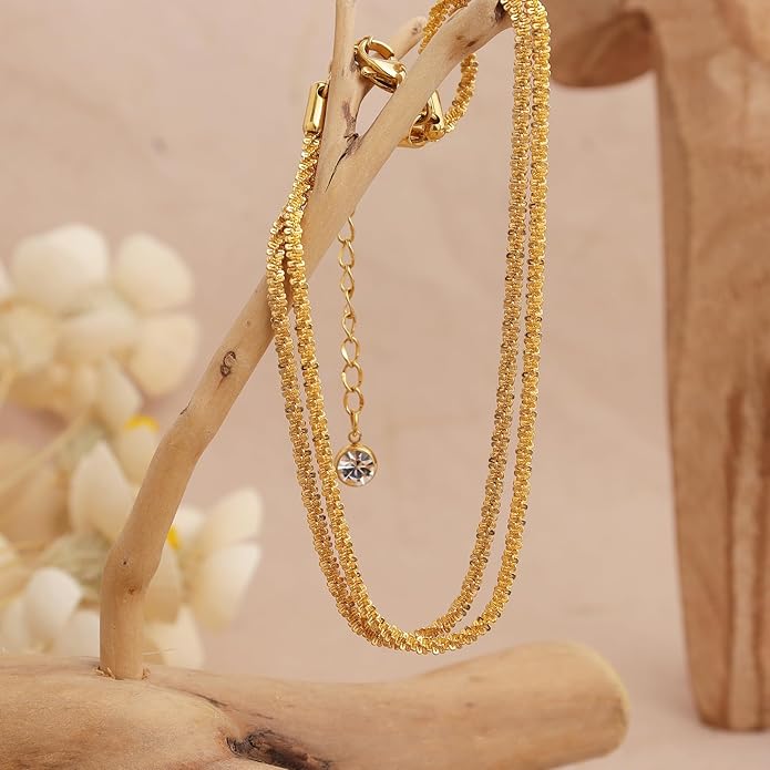Jean Beau Gold Waterproof Ankle Bracelets for Women, Dainty Simple Non tarnish Foot Anklets Adjustable Summer Beach Jewelry Gifts