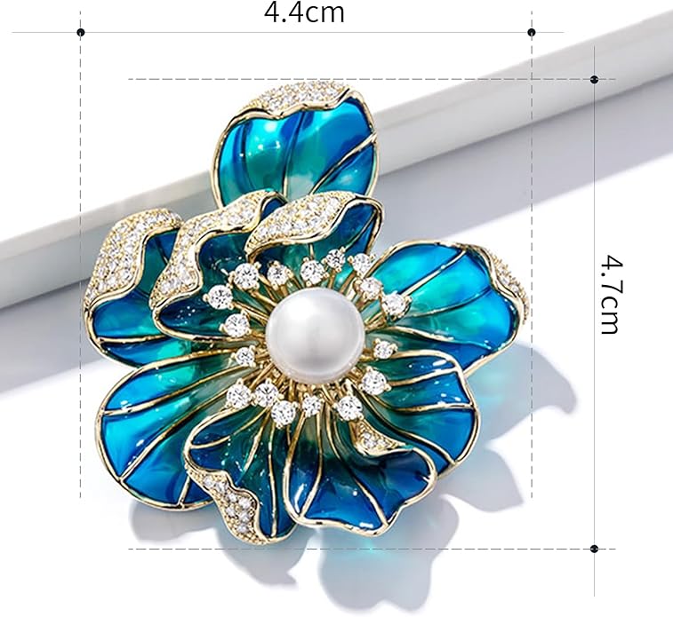Vintage Botanical Flower Brooch for Women - An elegant crystal - inlaid metal pin accessory suitable for dresses, jackets, and scarves