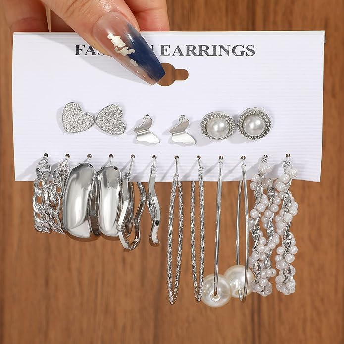FAXHION 36 Pairs Gold Earrings Set for Women, Fashion Pearl Chain Link Stud Drop Dangle Earrings Multipack Hoop Earring Packs, Hypoallergenic Earrings for Birthday Party Jewelry