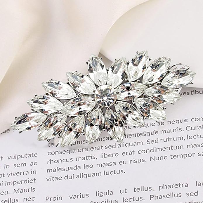 Crystal Rhinestone Brooch for Women Silver Brooch Pins for Women Clear Rhinestone Jewelry Pins for DIY Bridal Wedding Bouquet
