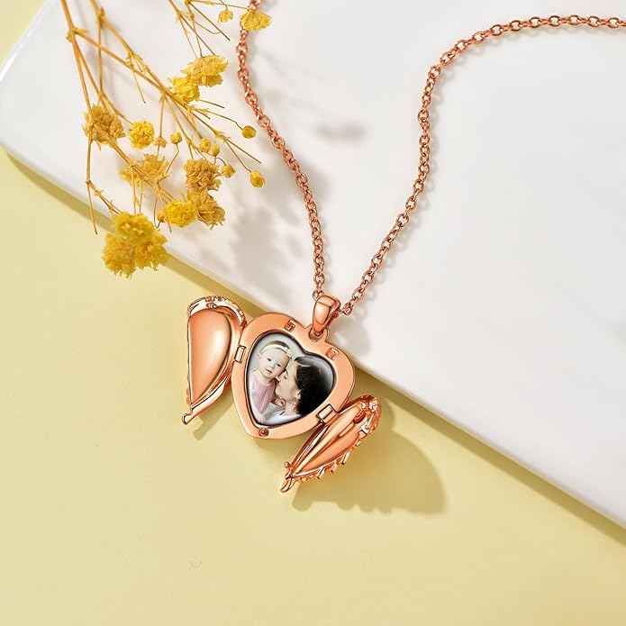 Supcare Locket Necklace That Holds Pictures-Engraved Photo Pendant Custom Jewellery Gifts for Men Women (with Jewellery Gift Box)