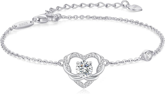 OOBEE Moissanite Bracelets for Women, 925 Sterling Silver Gold Plating Bracelet，Ideal Anniversary Birthday Christmas Valentine Mothers Day Jewelry Gifts for Women Mom Wife Her