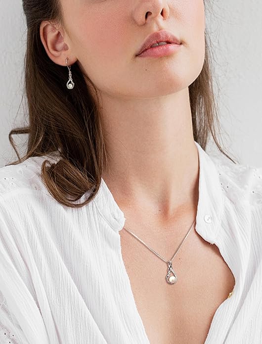STARCHENIE Freshwater Cultured Pearl Necklace for Women 925 Sterling Silver Infinity Birthstones Pendant Birthday Anniversary Jewelry