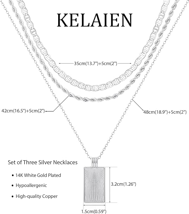 Layered Gold Silver Necklace for Women Non Tarnish,Dainty Choker Statement Chunky Necklace Stack Charm Pendant Chain Necklace Set 14K Gold Plated Long Stacked Womens Necklaces Trendy Jewelry Gift