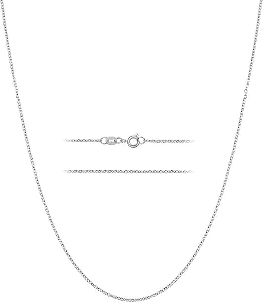 KISPER Sterling Silver Cable Link Chain Necklace –Thin, Dainty, Sterling Silver Plated Stainless Steel Jewelry for Women & Men with Spring Ring Clasp
