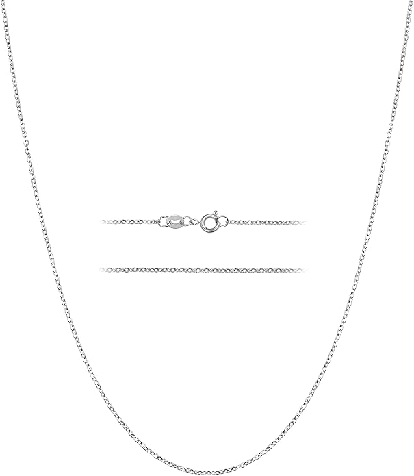 KISPER Sterling Silver Cable Link Chain Necklace –Thin, Dainty, Sterling Silver Plated Stainless Steel Jewelry for Women & Men with Spring Ring Clasp