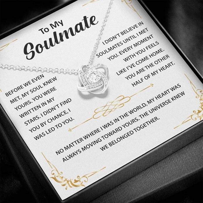 To My Beautiful Soulmate Necklace Romantic Gift for Girlfriend Wife With Message Card & Gift Box, Perfect for Anniversary Birthday Christmas or Valentine’s Day