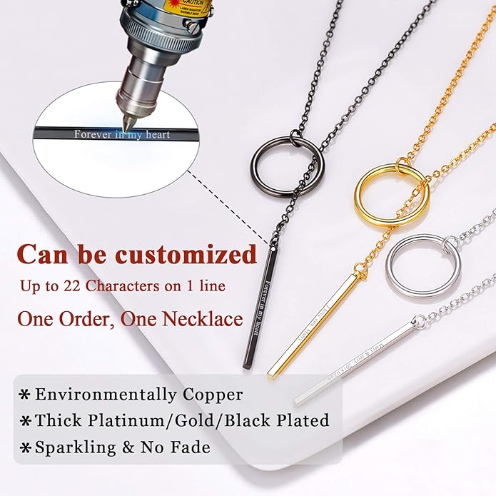 FOCALOOK Long Necklaces for Women 14K Gold Plated Dainty Drop Bar Pendant Lariat Y-Shaped Necklace Earring Set 28inch/73cm