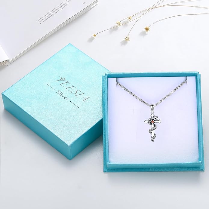 YEESIA Cross Necklace for Men Women 925 Sterling Silver Christian Pendant Religious Jewelry Gift for Men Women.