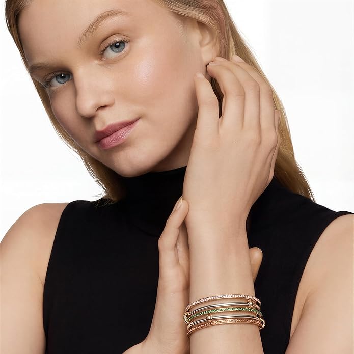 Musishiyu Gold Bracelets for Women Stacking Bangle - 18K Mixed Metal Tri-Color Rolling Interlocking Bands, Cubic Zirconia Fidget Anxiety Jewelry, Valentine's Galentine's Day Gifts (Love, Loyalty, Friendship)