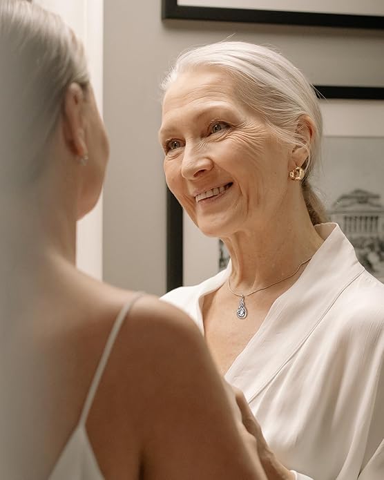 FANCIME TimelessTie Birthstone Necklace for Women White Gold Plated Sterling Silver Ribbon Design Jewelry Knot Pendant Fine Jewelry Gemstone Birthday Graduation Anniversary Christmas Gifts for Women Wife Mother Her