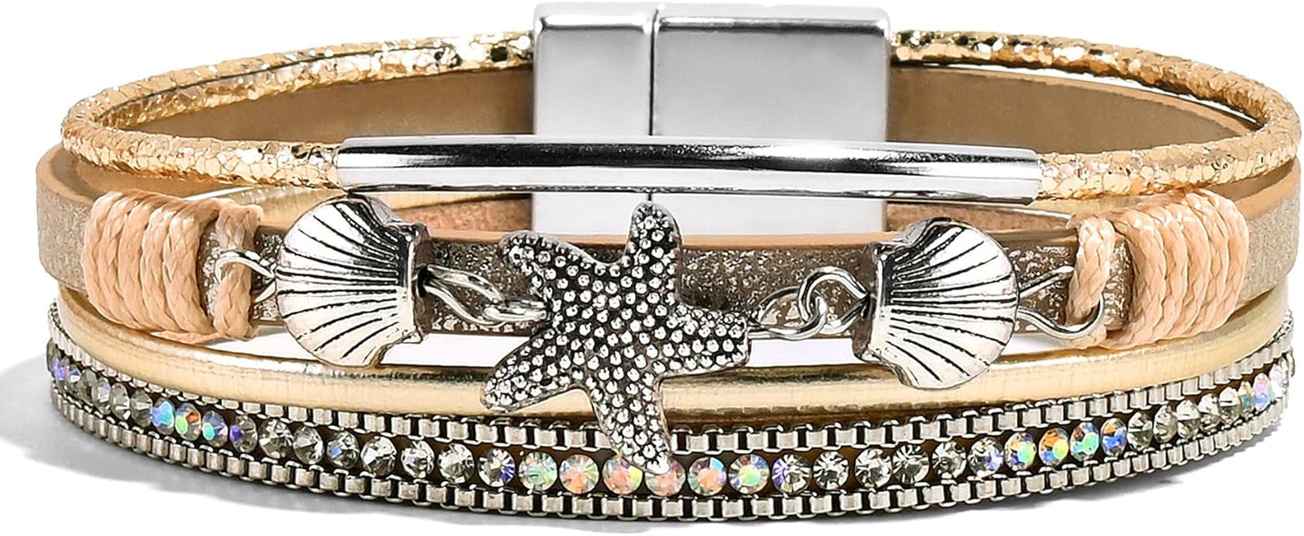 VIBILIA Boho Leather Wrap Bracelets for Women Multi-Layer Bracelets with Strong Clasp Jewelry for Women