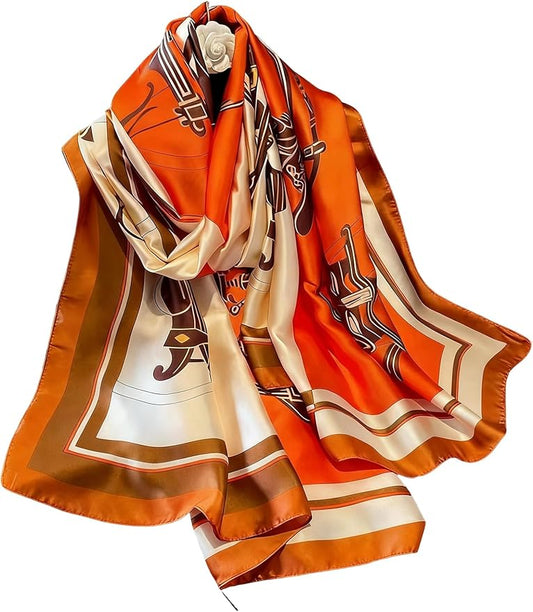 Clysoru Silk Scarf For Women Hair Scarves Lightweight Satin Elegant Shawl Wraps Bufanda Mujer Fashion Accessories 70.8"X35.4"