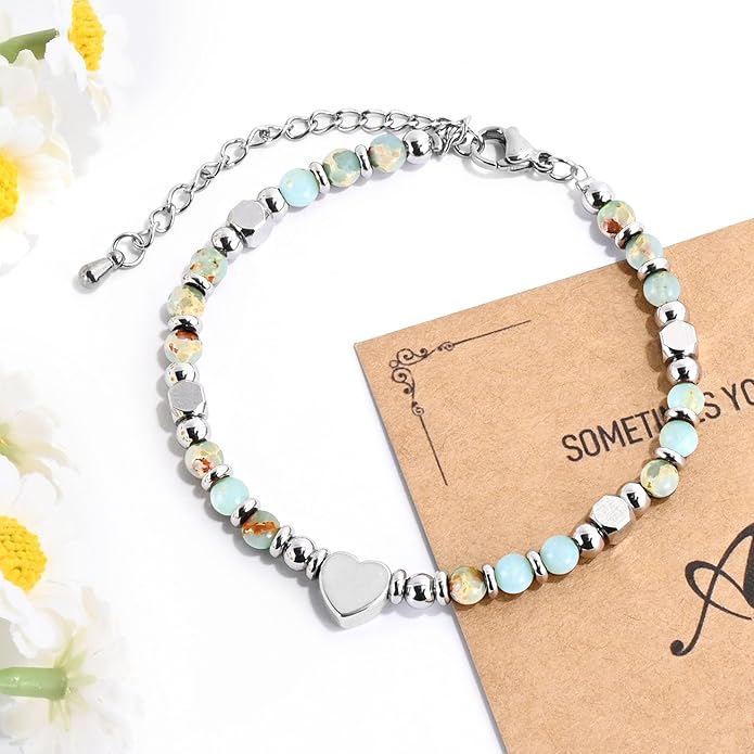 VIBILIA Cross Beaded Bracelets for Women, Inspirational Natural Heart Religious Bracelets for Women, Birthday Christian Gifts for Women on Thanksgiving Christmas Gifts