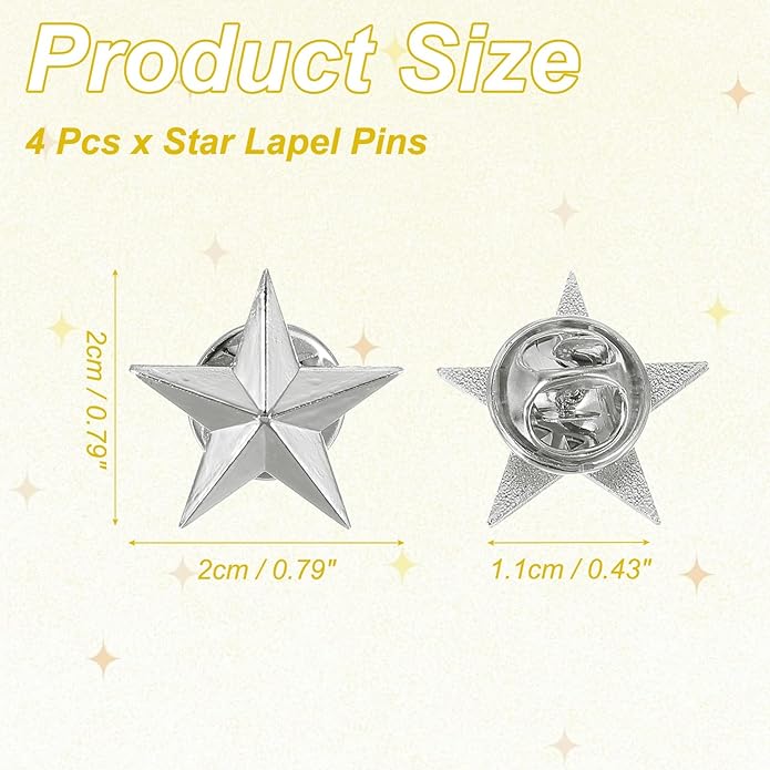 uxcell Star Lapel Pins, Award Pins Star Badge for Men Women Backpacks Hats Jackets Costume Accessories