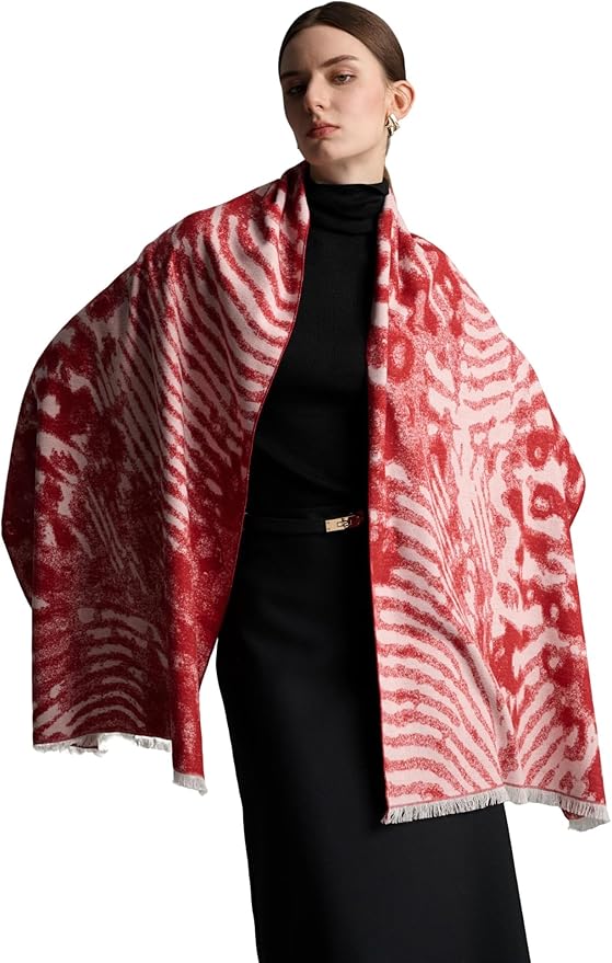 ZHE JIN Luxurious Silk Scarf Shawl Wraps for Women, Warm Scarves Winter Gift, 100% Brushed Mulberry Silk