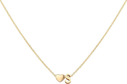 Initial Heart Necklace 18K Gold Plated Stainless Steel Tiny Heart Letter Necklace Personalized Monogram Name Necklace for Women