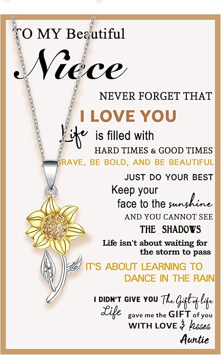 Tarsus Sunflower Necklace, You are My Sunshine, Sunflower Gifts Ideas for Women, Inspirational Gifts for Women Teen Girls Birthday Christmas Valentines Day