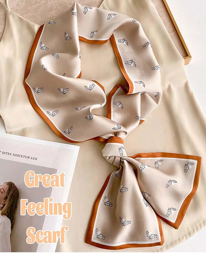 kcctoo 59" Mulberry Silk Like Head Scarf Women's Fashion Square Neck Satin Scarfs for Bag Hair Scarves Gift 59 * 5.9”