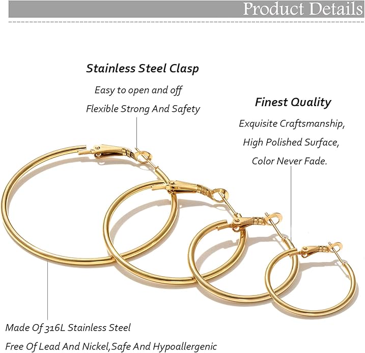 Stainless Steel Gold Plated Hoops Silver Plated Hoop Earrings Hypoallergenic Hoop Cartilage Piercing Earrings Tiny Ball Cubic Zirconia Stud Earrings Set for Women