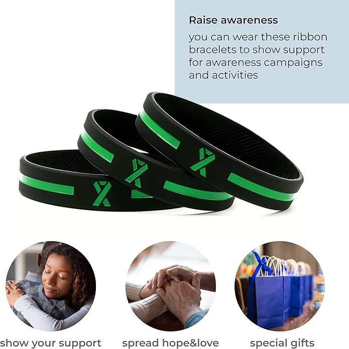 Inkstone Awareness Ribbon Silicone Bracelets (12-pack) - Wholesale Pack of 1 Dozen Unisex Wristbands for Men Women - Cancer Survivor Hospital Gifts Party Favors Giveaways Goodie Bag Items