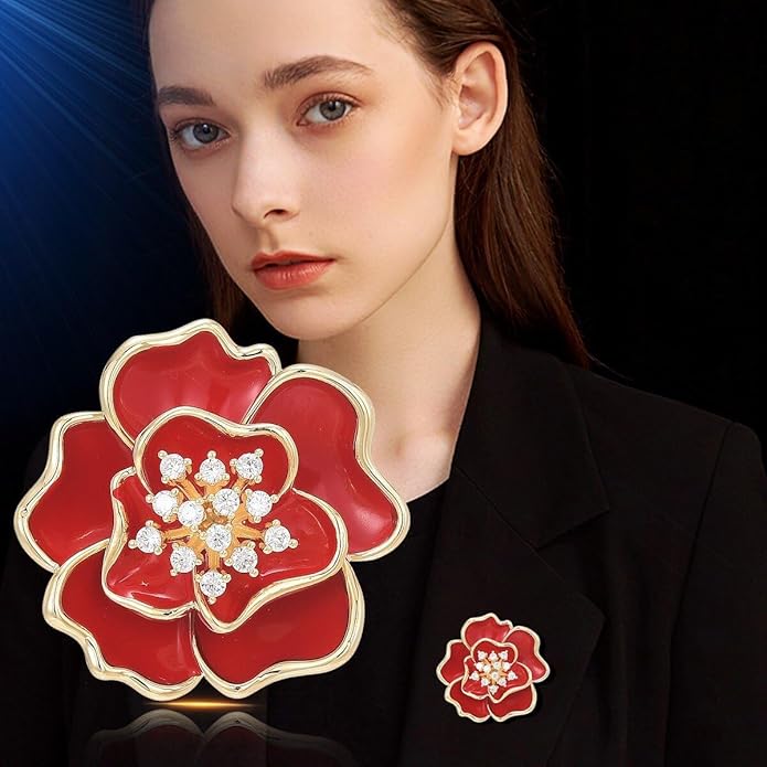 Flower Brooch Pin - Rhinestone Flower Pin 18k Gold Plated - Thanksgiving Day, Birthday, Wedding Gifts for Mom, Wife