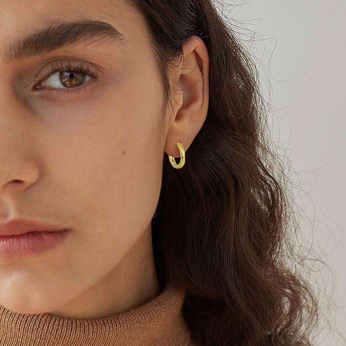 micuco 3 Pairs Small Hoop Earrings Set for Women, 14K Gold Plated Huggie Hoop Earrings for Men, Tiny Cartilage Hypoallergenic Earring Set