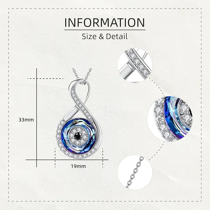 SNOWELLE Evil Eye Necklace 925 Sterling Silver Evil Eye Infinity Protection Pendant Good Luck Jewelry Gifts for Women