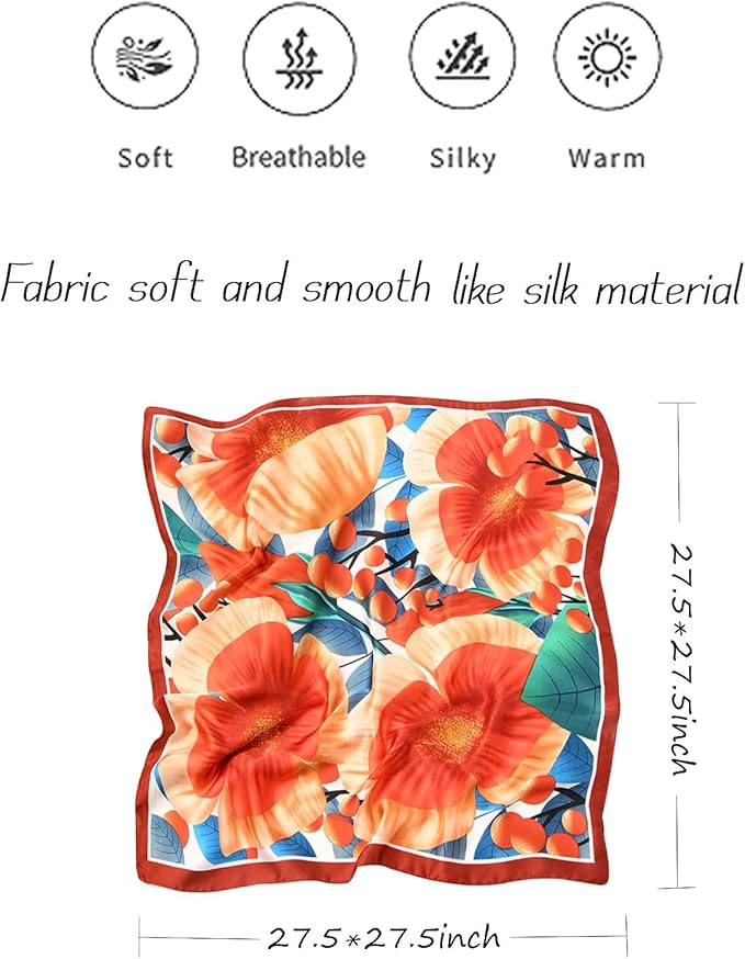 Hioyiwse Satin Bandanas Head Scarf For Women Hair Scarves Accessories Lightweight Fashion Wrap Neck Silk Sleeping Headscarf