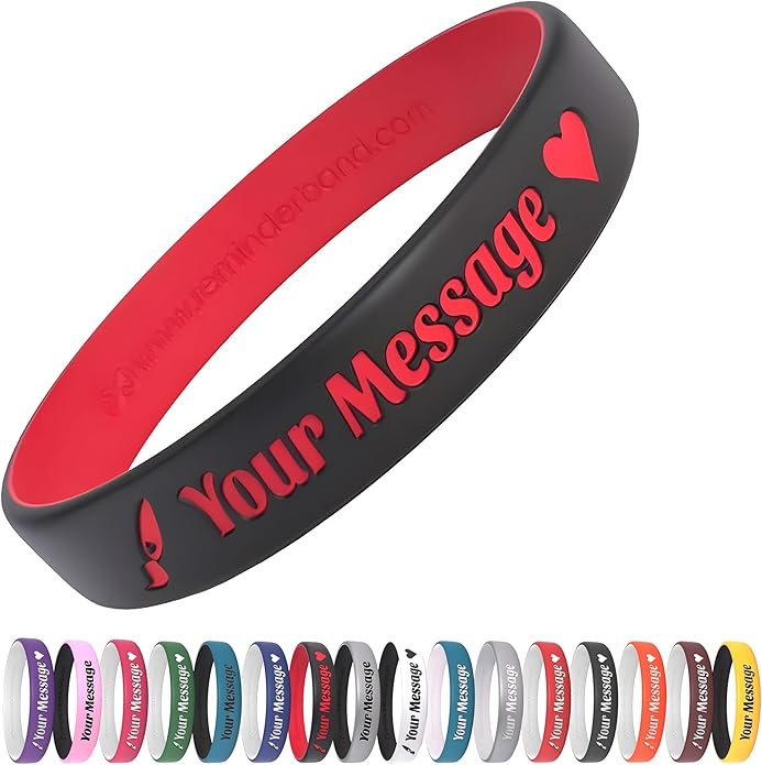Reminderband Custom 100% Silicone Luxe Wristbands – Personalized Motivational Bracelets, Bulk Rubber Bands for Events, Fundraisers, Awareness, Gifts - Hypoallergenic Bands