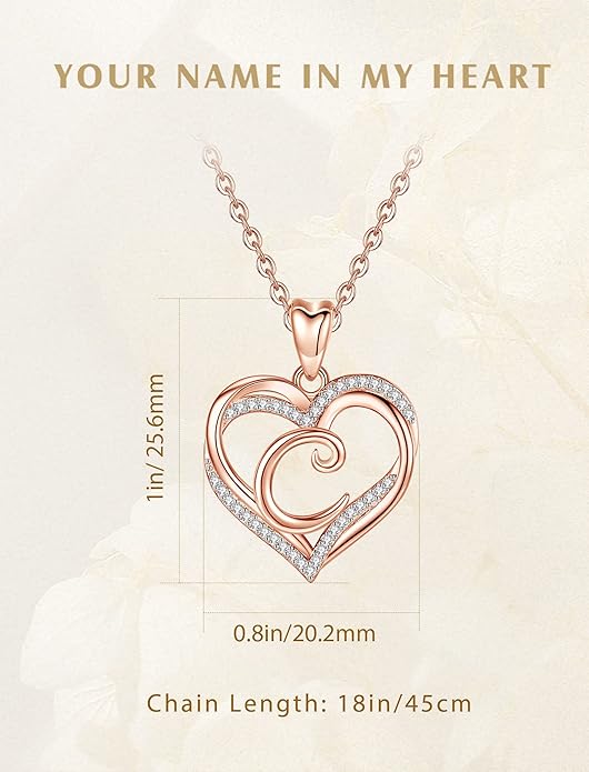 INFUSEU Unique Initial Necklaces for Women Girls Small Heart Letter Jewelry, Meaningful Personalized Gifts