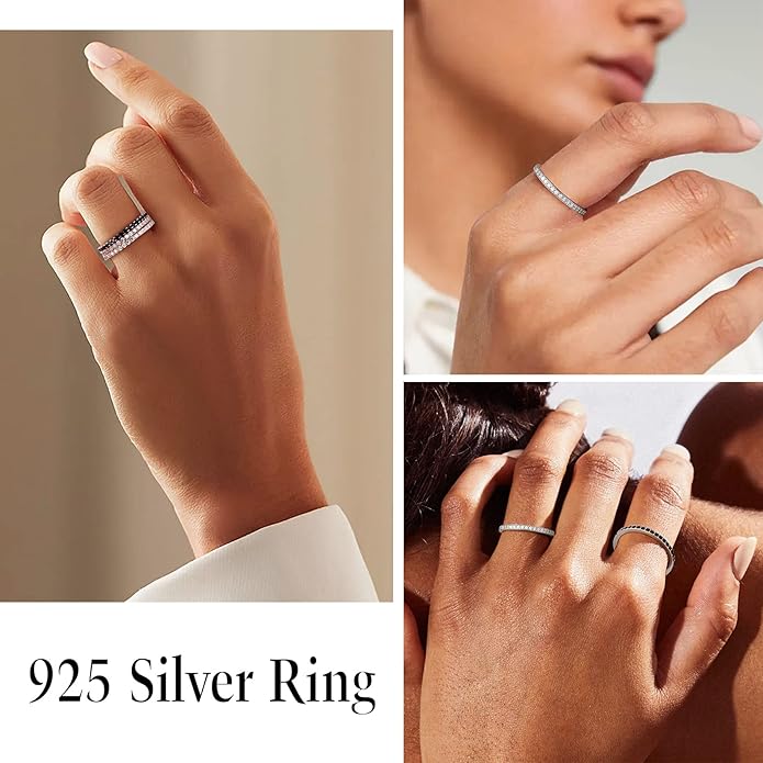 Suplight 925 Sterling Silver Wedding Band Rings, Full Cubic Zirconia Wishbone Ring Love/Lucky Engagement Promise Rings For Women, Size 4-12 (with Gift Box)